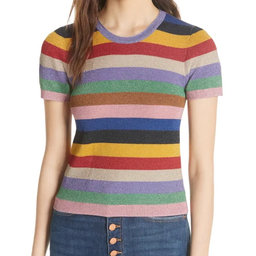 Alice + Olivia “Baylor” Rainbow Striped Sweater